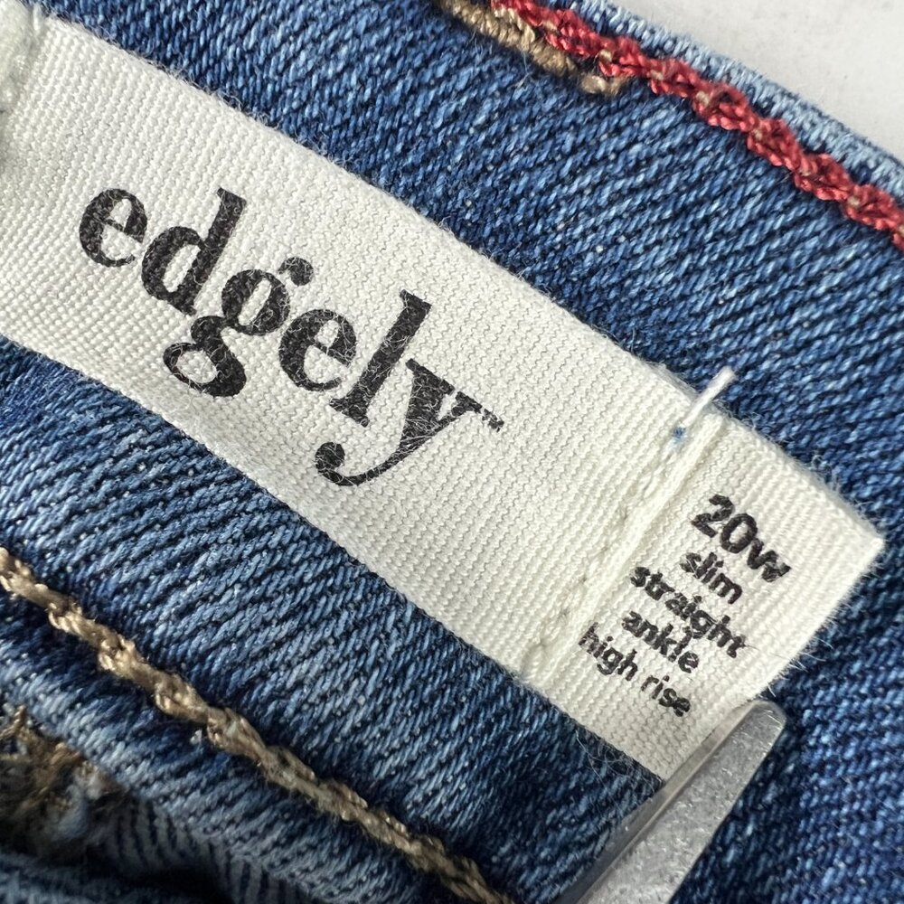 Edgely Jeans Womens Plus 40x25* High Rise Slim Straight Ankle Blue Denim Tag 20W - Picture 7 of 16